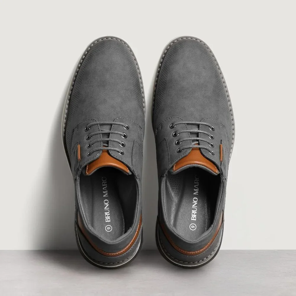 Casual Dress Oxford Shoes Men's Grey-Waxy Business Formal Comfort Derby Sneakers